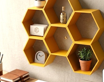 Honeycomb Desk Shelf STL | Hexagon Organizer 3D Print | Modern Minimalist Desk Storage | Printable Shelf STL File