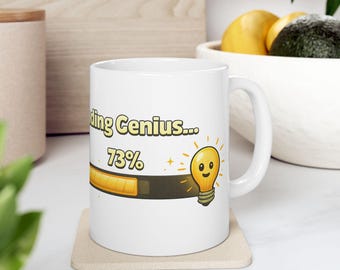 Caneca com barra de progresso "Carregando Genial" | Presente divertido para geeks e programadores