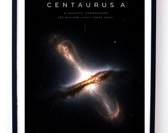 Centaurus A Galaxy Poster, Radio Galaxy Wall Art Digital Download, Deep Space Astronomy Print, Active Galactic Powerhouse Decor