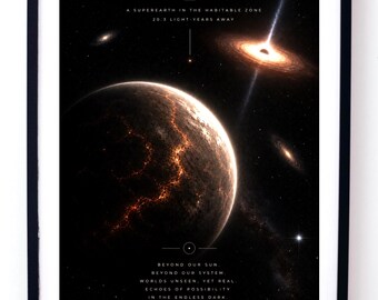 Gliese 581g Poster, Habitable Super Earth Wall Art Digital Download, Deep Space Astronomy Print, Sci Fi Exoplanet Decor, Science Gift