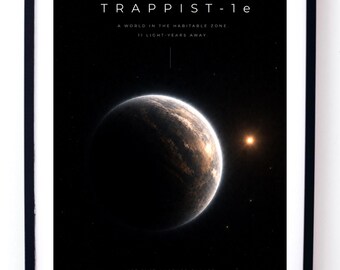 TRAPPIST-1e Exoplanet Poster, Habitable Zone World Wall Art Digital Download, Sci-Fi Astronomy Print, Space Exploration Decor, Science Gift