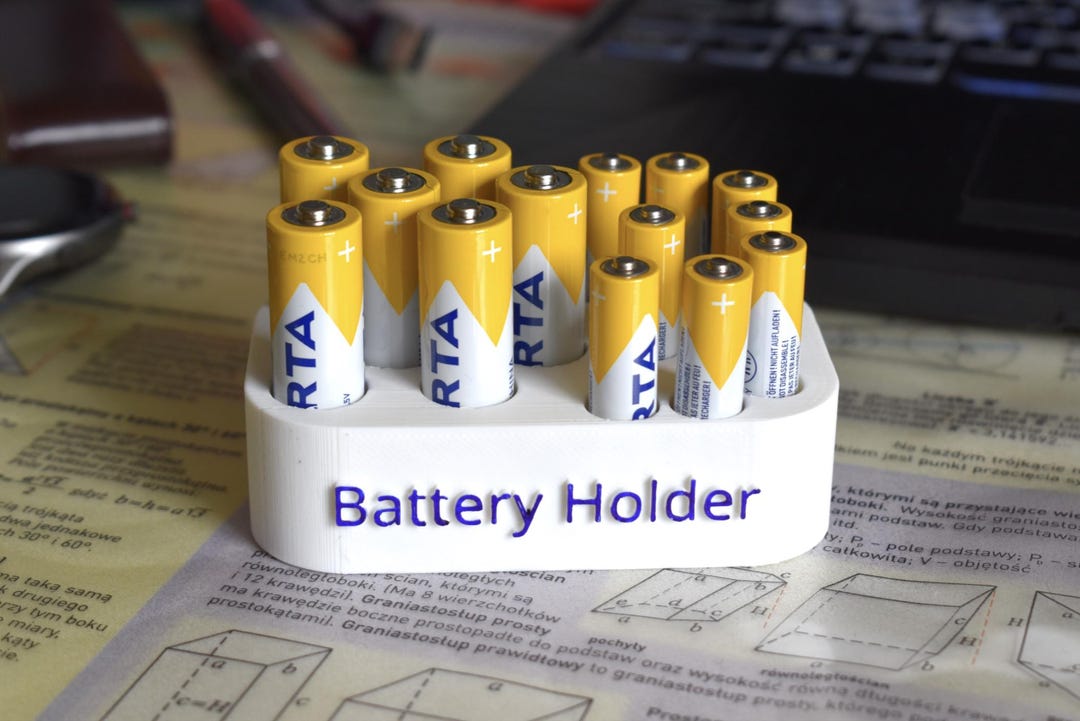 Battery Holder STL 3D Printable Battery Stand AA AAA Organizer