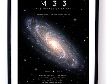 M33 Triangulum Galaxy Poster, Local Group Space Wall Art Digital Download, Deep Astronomy Print, Cosmic Decor, Science Gift