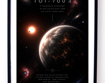 TOI 700d Poster, Goldilocks Zone Exoplanet Wall Art Digital Download, Temperate World Space Print, Astronomy Gift, Sci Fi Decor