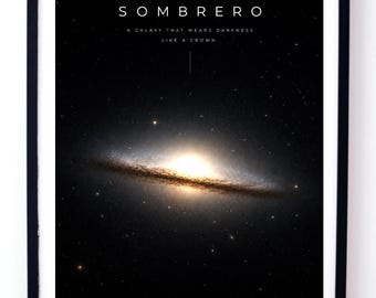 Sombrero Galaxy Poster, Messier 104 Wall Art Digital Download, Deep Space Astronomy Print, Cosmic Spiral Galaxy Decor, Stargazer Science