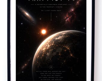 TRAPPIST 1e Poster, Potentially Habitable Exoplanet Wall Art Digital Download, Space Exploration Print, Astronomy Gift, Sci Fi Decor