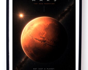 Mars Planet Poster, The Red Frontier Wall Art Digital Download, Red Planet Exploration Print, Astronomy Outer Space Decor, Sci-Fi Gift