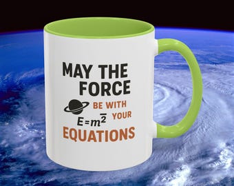 Caneca "Que a Força Esteja com Suas Equações" | Caneca de Café Divertida com Tema de Ciência | Caneca para Presente de Geek/Nerd