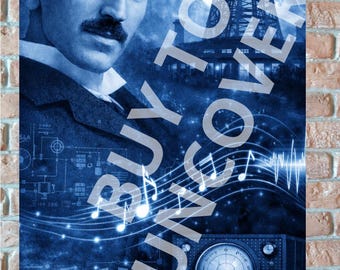 Conjunto de Arte Abstrata Nikola Tesla – Retratos Digitais em Neon, Arte de Parede Moderna (2 Peças)