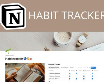 Minimalist Notion Habit Tracker Template | Daily & Weekly Habit Tracker for Productivity and Routines