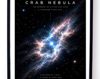 Crab Nebula Pulsar Poster, Supernova Cosmic Wall Art Digital Download, Deep Space Astronomy Print, Star Death Science Decor