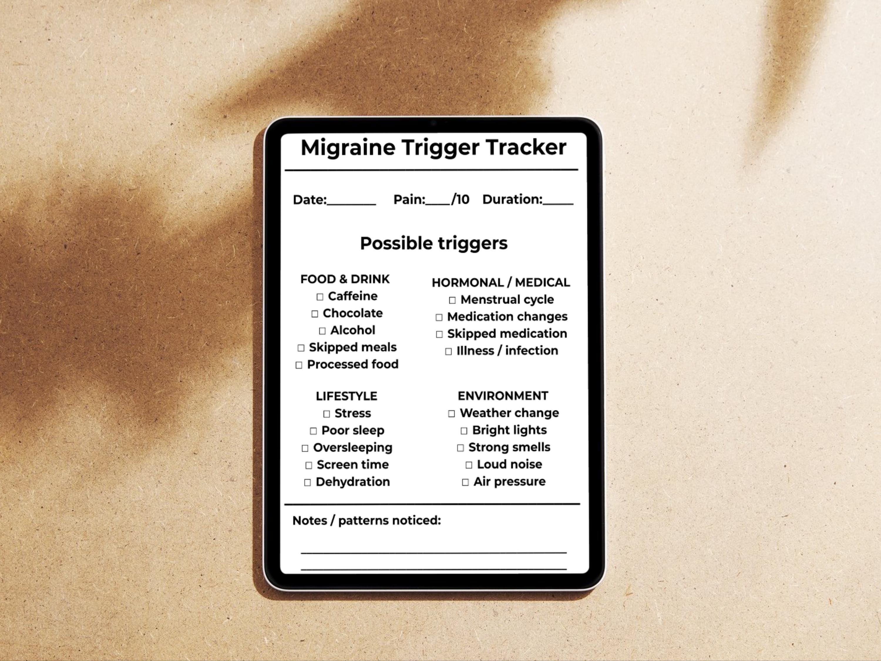 Editable Migraine Tracker Template | Canva Headache Log | Symptom ...