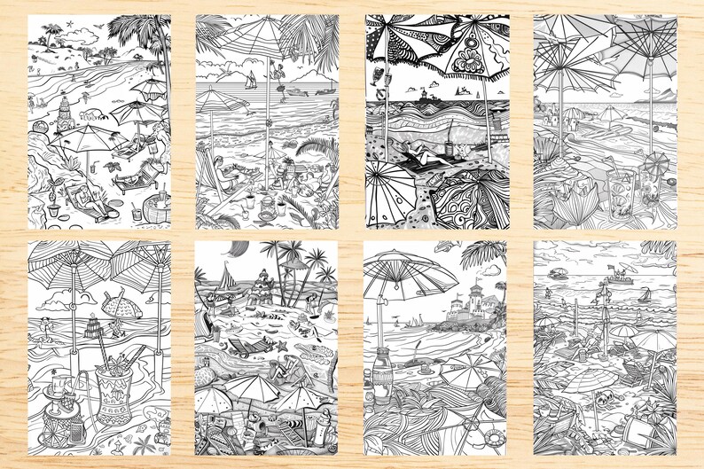 Libro para colorear "Paraíso de verano" / PDF con 100 páginas de arte ...