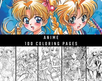 Anime Coloring Book: 100 Manga Girls & Fantasy Warriors (Digital Download)