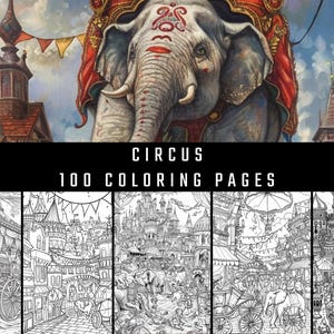 Circus Coloring Book: 100 Carnival Designs (Digital Download)