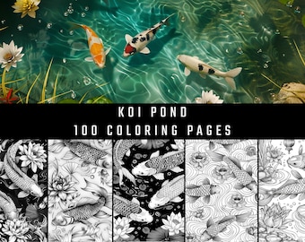 Kleurboek koivijver | 100 pagina's Japanse tuinlijntekeningen (digitale download)