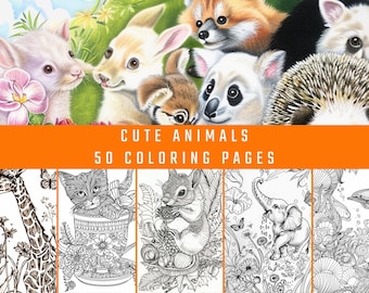 Baby Animals Coloring Pages | 50 Relaxing Designs (Digital Download)