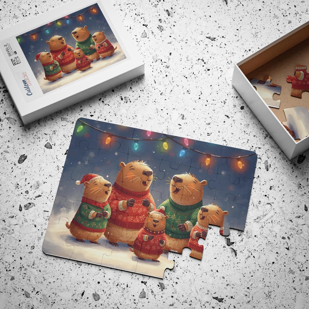 Christmas Capybara Puzzle Cute Singing Capybaras in Sweaters Holiday ...