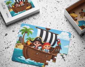 Kids Pirate Ship Puzzle | Pirate Adventure Jigsaw Puzzle for Kids, Treasure Island Puzzle, Educational Toy for Boys, Ocean Pirate Game