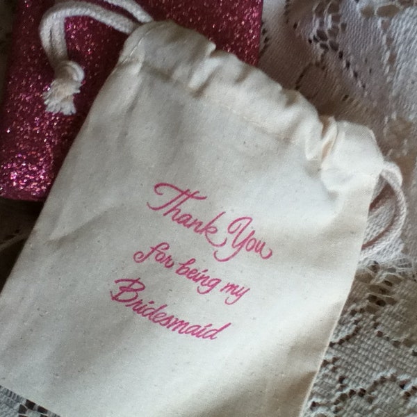 1 Vielen Dank für meine Brautjungfer Geschenk Pink Tinte, 5 x 6 Musselin Beutel Bachelorette Party Braut-Schmuck Schmink lila-blau-grün-schwarz