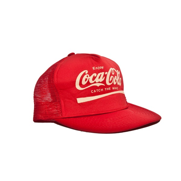 Vintage Coca Cola Catch the Wave Red Snapback Cap Made in USA