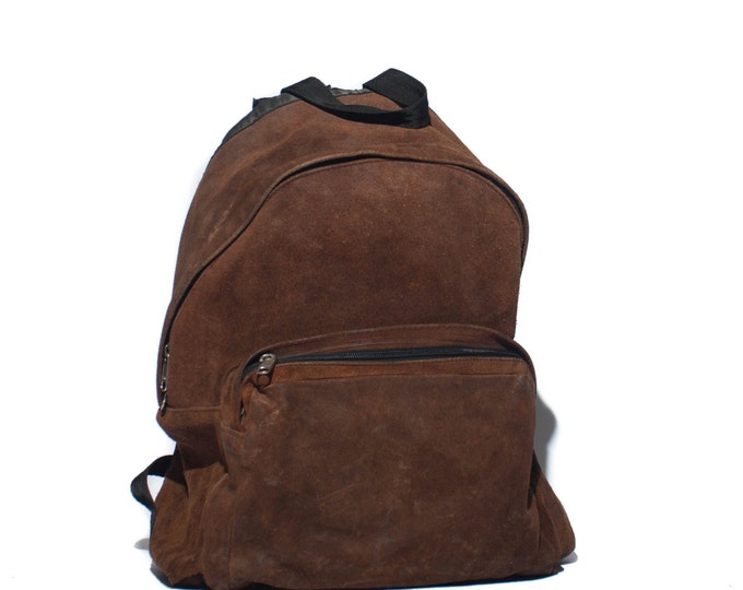 EASTPAK Brown Suede All Leather Backpack Etsy