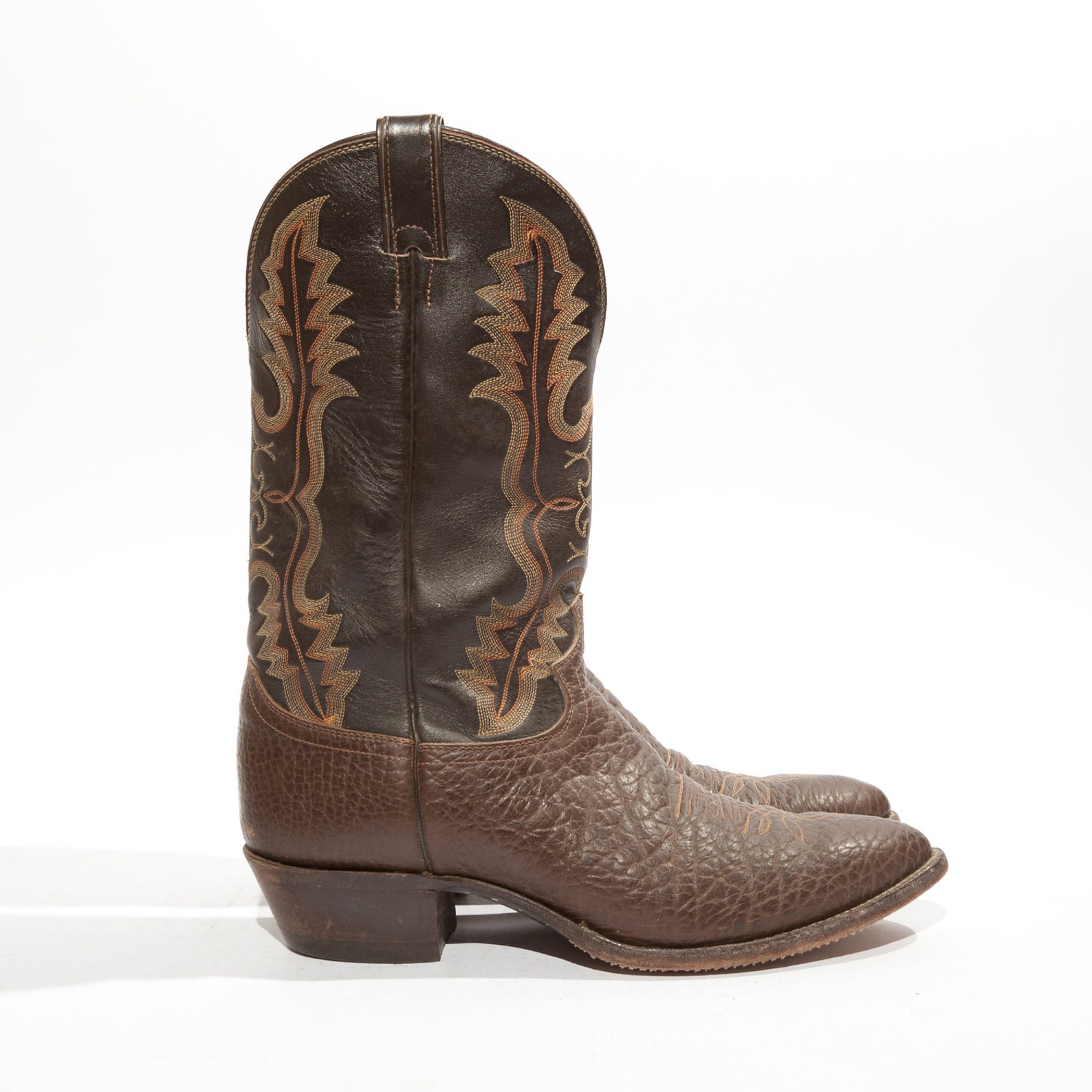 Men's Justin Cowboy Boots 2222 Coffee Bullhide Brown Etsy