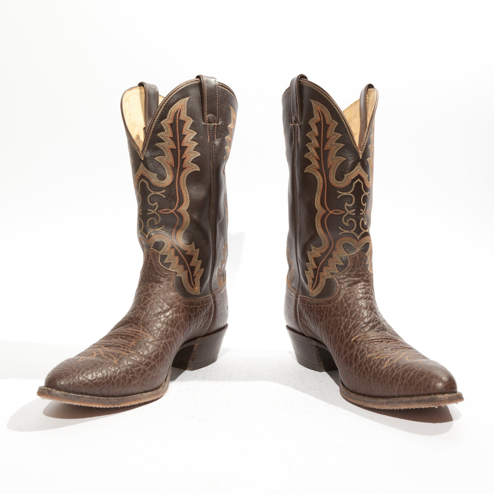 Men's Justin Cowboy Boots 2222 Coffee Bullhide Brown Etsy