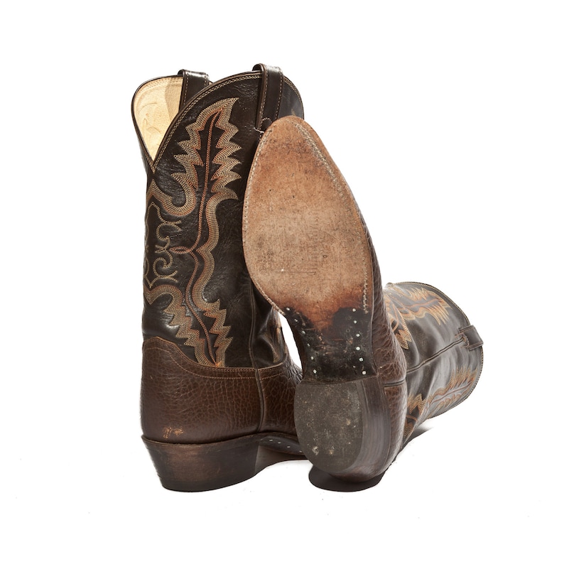 Men's Justin Cowboy Boots 2222 Coffee Bullhide Brown Etsy