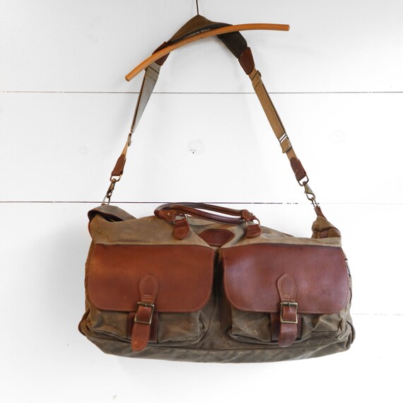 Vintage LL Bean Waxed Canvas and Leather Duffel Bag Etsy