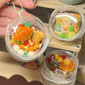 Mini bolsa transparente de PVC de 8,5 cm: expositor de llaveros con dijes de comida, expositor portátil