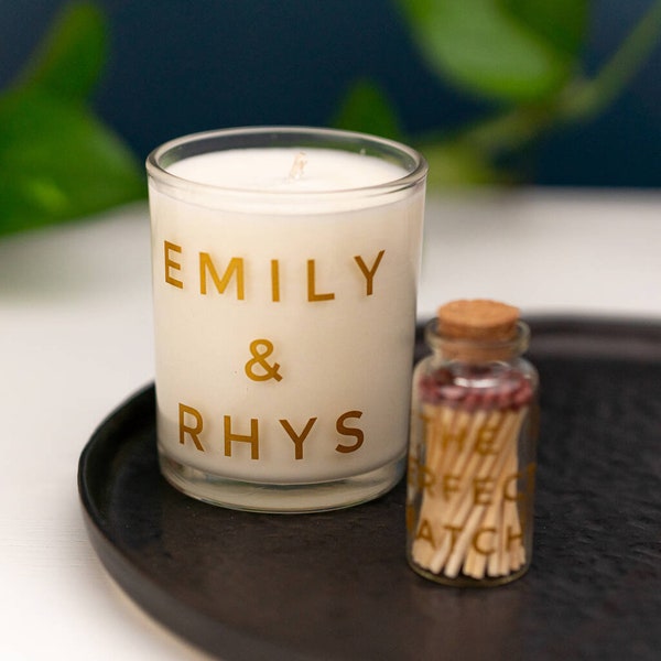 Personalised 'Perfect Match' Candle and Match Set