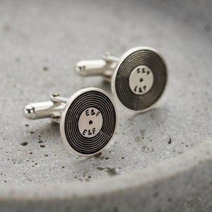 Personalised Silver Vinyl Record Cufflinks  | perfect birthday gift | handmade | gift for men | Perfect gift for groom