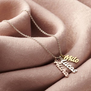 Mixed Gold Plated Family Name Charm Necklace image 1
