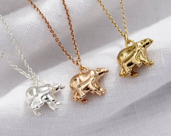 Collar con dije de mamá osa y bebé / Colgante de oso de plata esterlina / Regalo de joyería para mamá