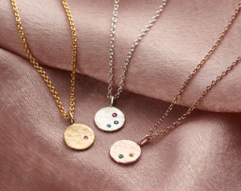Mini Confetti Birthstone Disc necklace | Birthday gift | Handmade Jewellery | Sterling Silver Birthstone Necklace