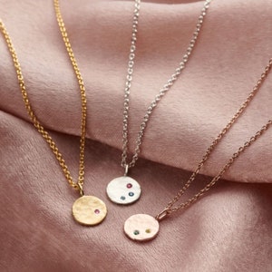 Mini Confetti Birthstone Disc necklace | Birthday gift | Handmade Jewellery | Sterling Silver Birthstone Necklace