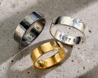 Men's Personalised Chunky Ring: Handmade Script Band