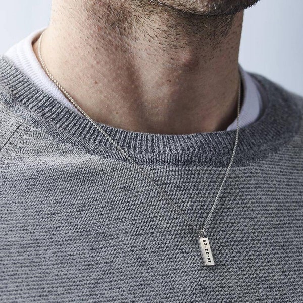 Collier personnalisé en argent pour homme | Collier date en argent | cadeau d'anniversaire parfait | fait main | cadeau idéal pour homme | Cadeau fête des pères