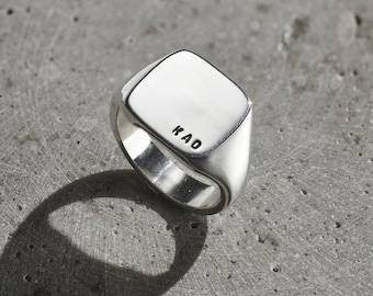 Men’s Chunky Square Initial Signet Ring | perfect birthday gift | handmade signet ring | gift for men