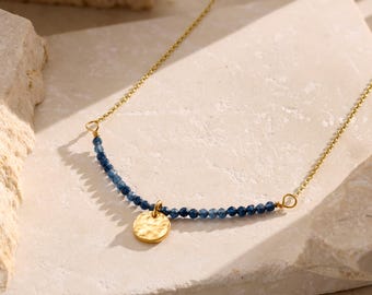 Personalised Dark Blue Semi Precious Beaded Necklace