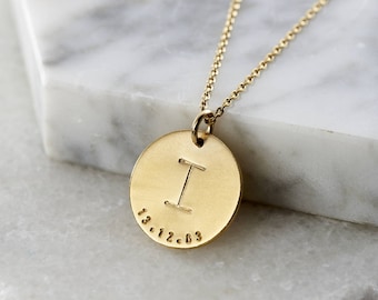 Personalised Initial Birth Disc Necklace   | birthday gift | handmade | gift for women