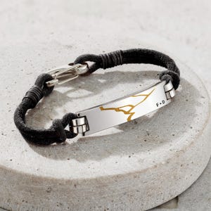 Gepersonaliseerde Kintsugi-leren armband voor heren: gegraveerd roestvrij staal