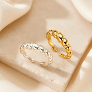 Croissant Open ring, handmade sterling silver ring