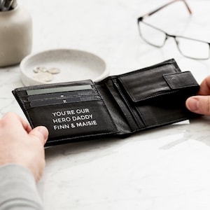 Cartera de cuero con mensaje personalizado / Monedero y monedero / Hecho a mano / Regalo para él