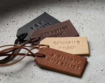 Personalised Handstamped Leather Luggage Tag|   | birthday gift | handmade | gift for women