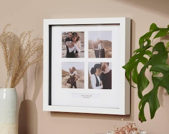 Personalisierte Goldfolie Vier Fenster Fotorahmen | Hochzeitsgeschenk | Geschenk Verlobung | handgefertigt