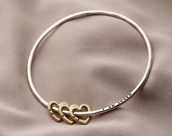 Personalised 9ct Gold Heart Bangle  | birthday gift | handmade | gift for women