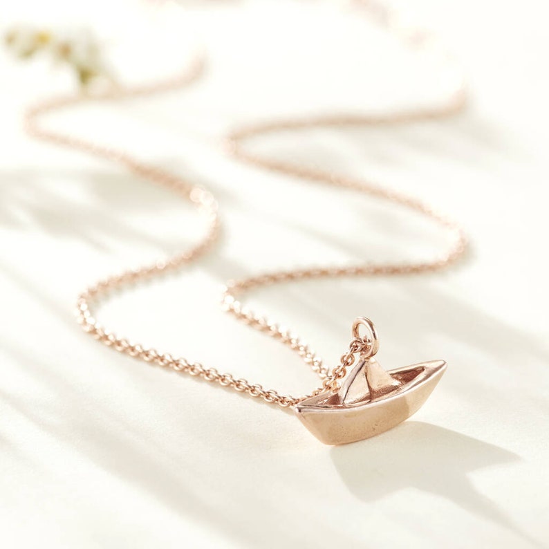 Origami Boat Charm Necklace Anniversary gift handmade gift for women image 3