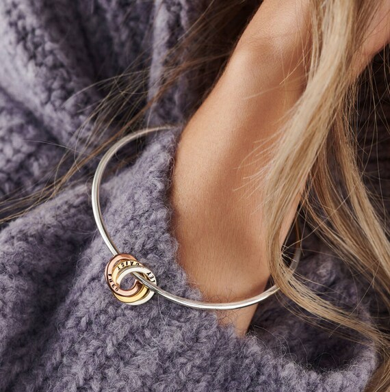 Buy Personalised Mixed Gold Russian Ring Charm Bangle Birthday